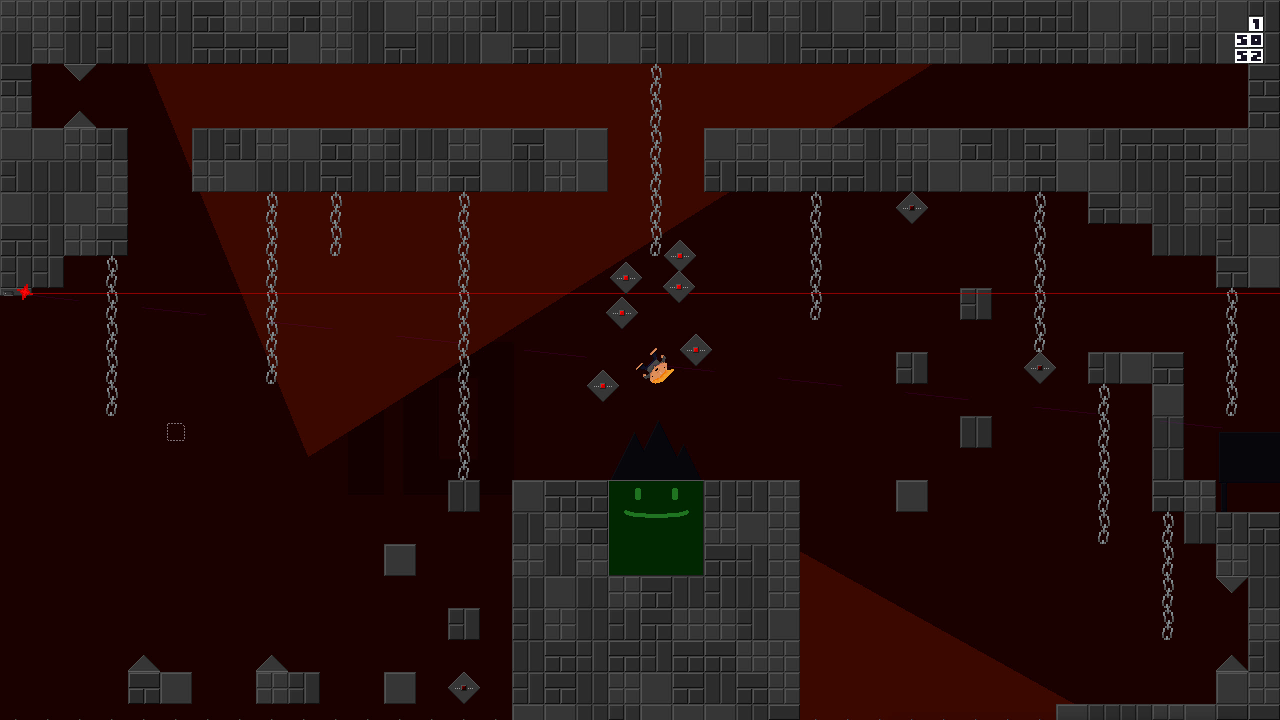Screenshot: The player character falling in-between drones.